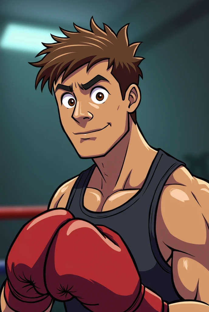 Ryan helping in a community center, animated style, UHD