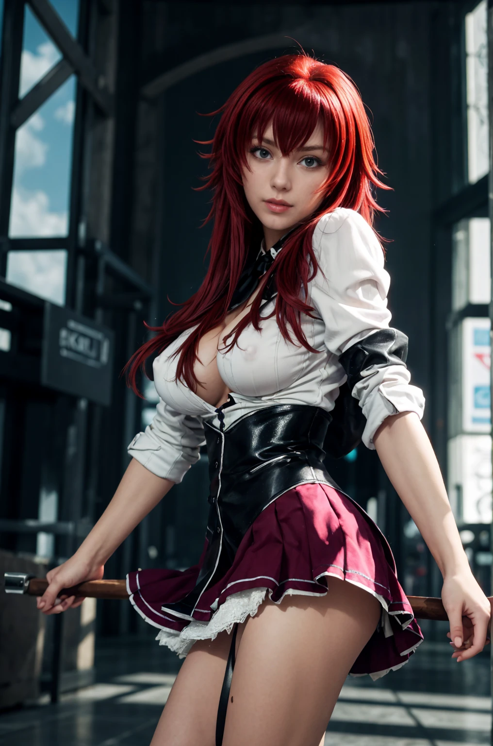 1 very sexy girl, red hair, big , sexy drees