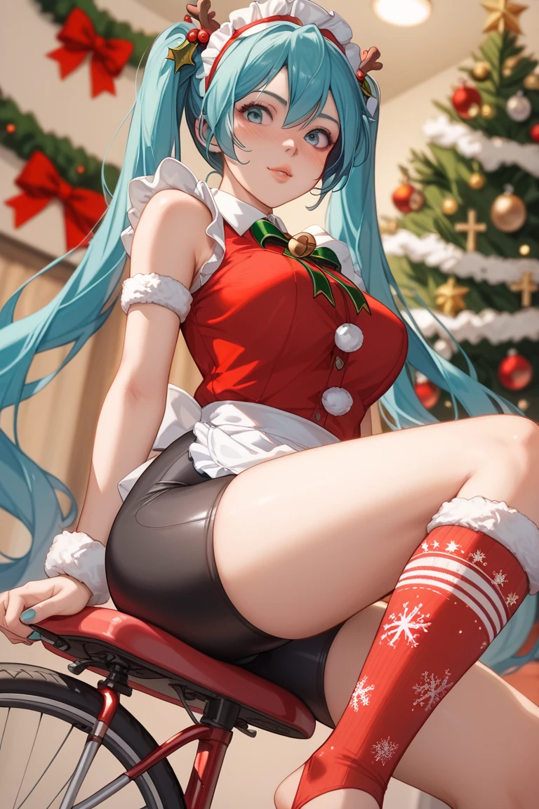 Sakimi-chan, ((Hatsune Miku)), a girl with 18 years old, (gift ribbons), (breasts lifting), 