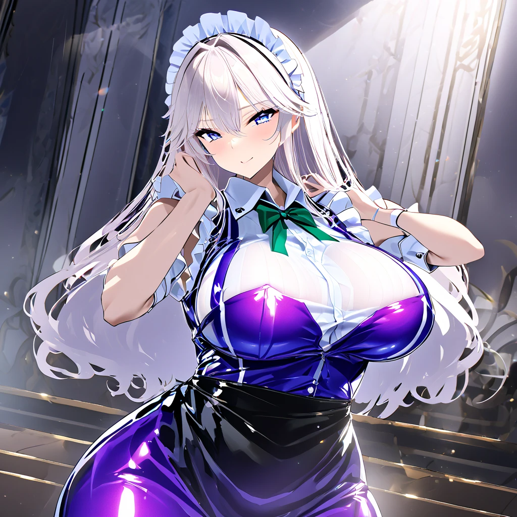  Not suitable for work、   HIGH QUALITY 、 Of course、   details 、8K、(Beauty,high,   thin waist ,  beautiful breasts、glamorous body、  beautiful thighs in books  )( clear latex fabric) (My Exclusive Maid )((Beautiful hair))(mega boobs 1.8)(sincere smile)( leaning forward)