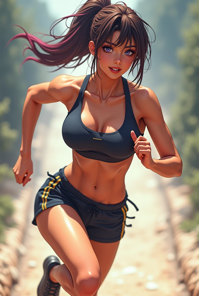 (Masterpiece: 1.3), (Max resolution: 1.2), (Ultra HDTV: 1.2), cinematographic lighting, 8K resolution, Detailed muscles and skin, detailed facial features, (Sharp Focus: 1.2), (Focus on Body: 1.2), Perfect Style, Athletic figure, anatomically correct,
Highly detailed facial and skin texture, Detailed eyes, Furrowed brow, Sweat-drenched hair, Natural posture,
Running on the expansive grassland, sunset in the backdrop, Long legs strides, Arms swinging sideways,
Muscular chest heaving