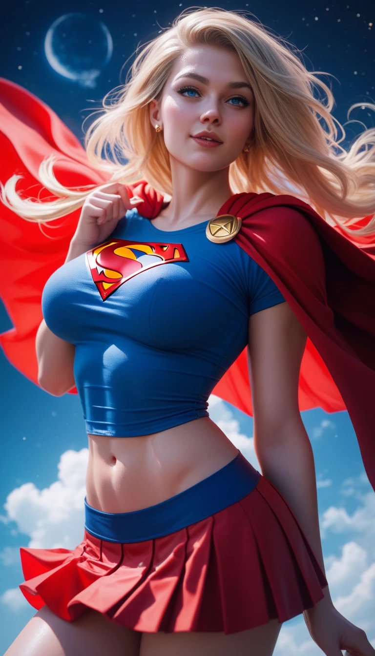 (((1 girl, cute, denim jacket, white denim blouse with superman S symbol on the chest, gloves, blonde, short hair, blue eyes, bob hair, sideways parted hair, blue eyes)))), (((blonde hair))), dynamic poses, manga style, depicting a group of characters in various action scenes, from intense battles to joyful moments, with dramatic lines of speed and bold sound effects, capturing the emotion and energy of the story, palm laser beams, forward attack with the palm of the hand, yellowstone park, Grand Canyon,