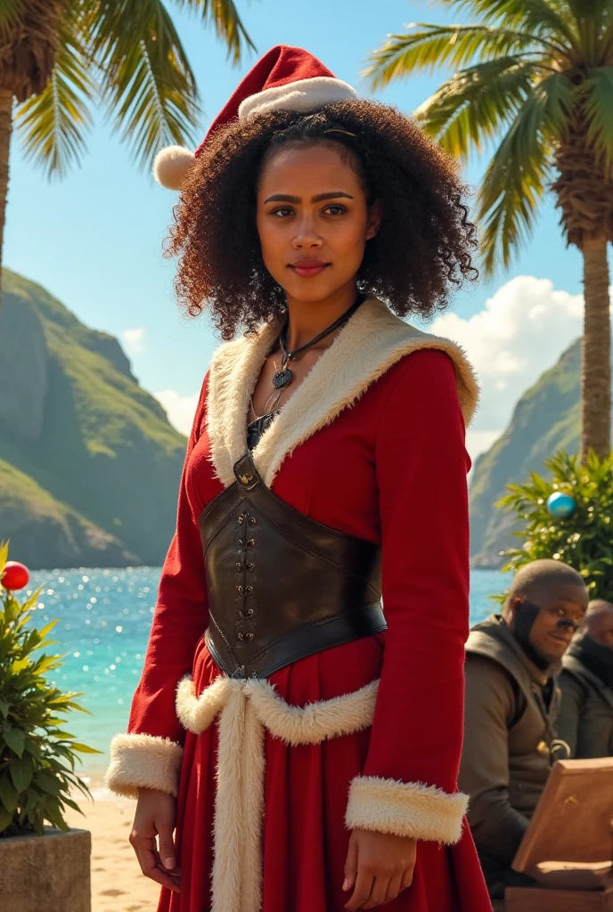 Missandei of Naath, wearing a santa costume 