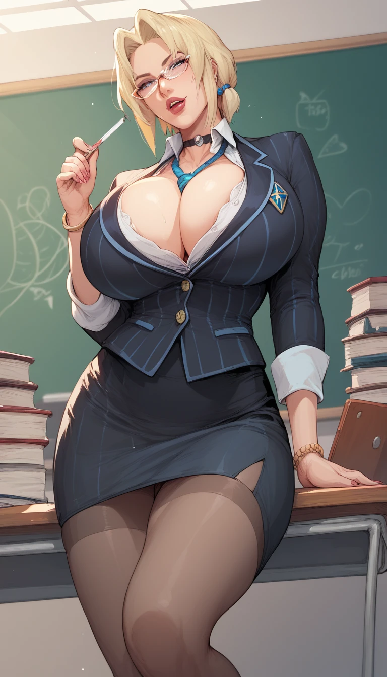 Stunade , Busty Woman , huge breast , teacher , black stocking