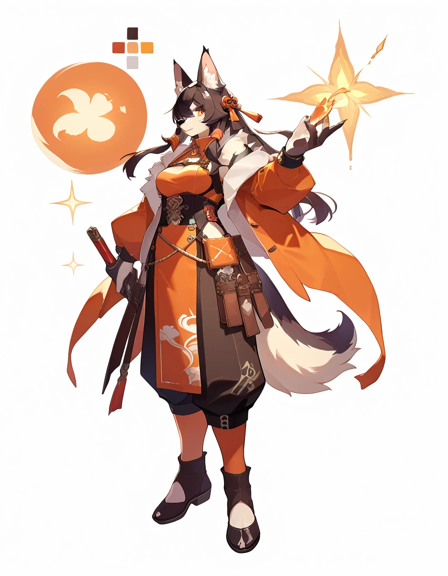 furry, (((1girl, woman, female))), anime - style image of a character with a variety of hair and accessories, anime set style, anime character reference sheet, fantasy uniform, flat anime style, anime full body illustration, full_body!!, complete detailed body, extra detailed body, anime vtuber full body model, soft anime illustration, anime style character, clean detailed anime style, furry charracter, kemono, anthro, character design sheet, white background, full body