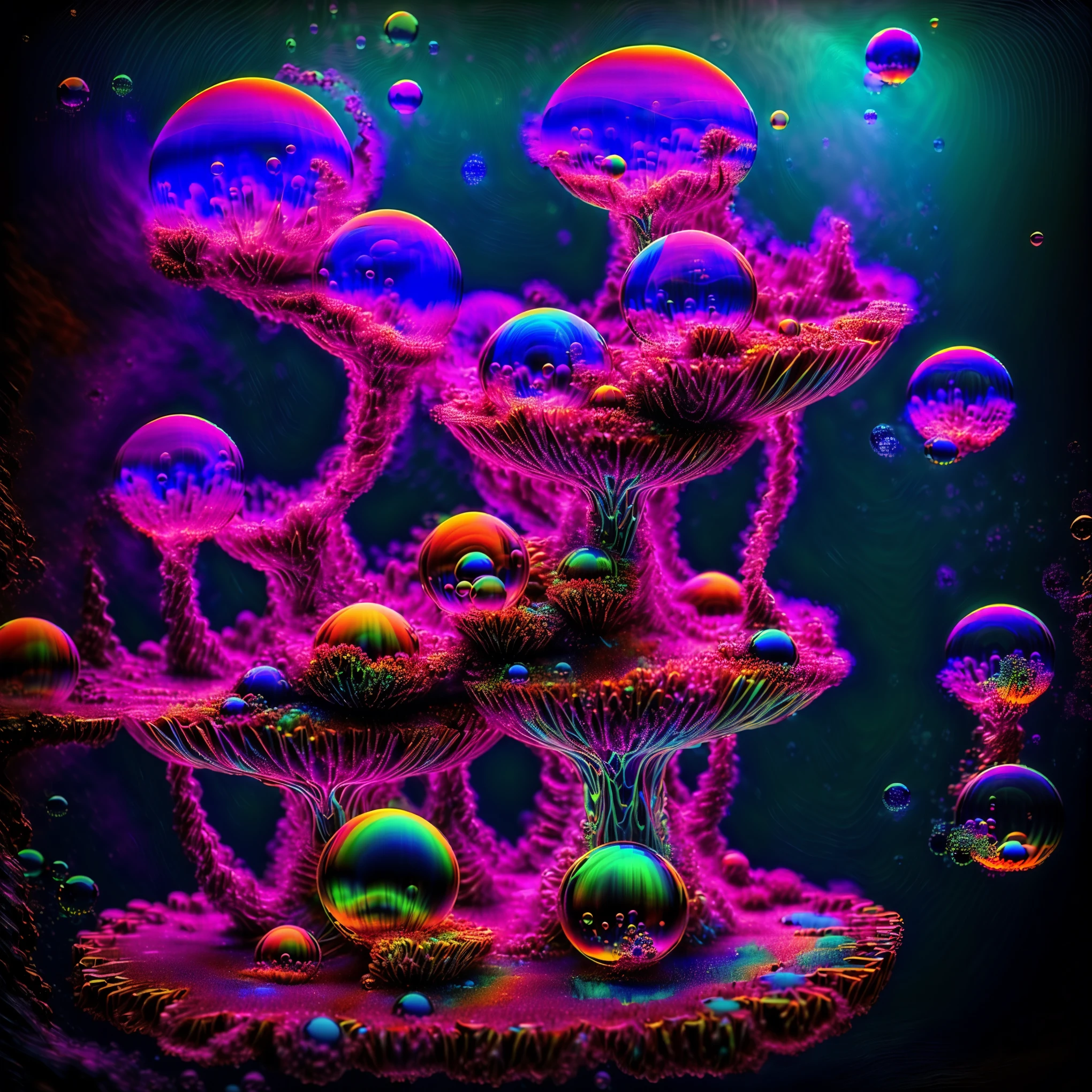 A close up of beautiful bubbles floating on top of each other, LSD, DMT imagery. octane render, psychedelic droplets of water, abstract liquid, and intricate rainbow art. octane render, black 3d fluid simulation,  ethereal bubbles, swirling liquids, and highly detailed, octane render, reflective rainbow bubbles, twisted colors inside of glass spheres, Psilocybin Dream inside an amazing image of light emerging from colors in a shimmering glass morphing out of colors, bright neon and fluorescent colors,very bright, vibrant colors, perfectly formed and symmetrical reflective bubbles and spheres, attention to detail with these beautiful bubbles and spheres, Extreme Hallucinations in a gorgeous piece of  psychedelic digital artwork, Stunning, pixel art, tripped out colors, 4d mandelbulb psychedelics, glass like psychedelic landscape, intricate rainbow environment, psychedelic underwater brightness and glow with neon colors, glowing colors twist inside of translucent glass spheres and bubbles with light and color reflecting off of both in bright fluorescent colors, psychedelic trip, fluorescent and neon aesthetic, psychedelic vibrant colors, bright psychedelic paint splattered backgrounds,swirling spirals and vortex, bright vibrant colors popping out from 3d glass spheres, Rotational Symmetry, Pixel Assets, Portrait photography, Surrealism, Photorealistic, Hyperdetailed, Glass Morphism, Digital Art, Sparkle, Optical Illusion, Glowing Light, Reflective Light, Overexposure, Backlighting, Depth Of Field, Spheres and bubbles show perfect Symmetry, UHD, High Details, High Quality, Super Detailed, Full Focus, Awe inspiring, Shockingly unique wallpaper art, Breathtaking, Indescribably Beautiful, Heaven sent images, Best Quality, Award Winning, MasterpieceA close up of beautiful bubbles floating on top of each other, LSD, DMT imagery. octane render, psychedelic droplets of water, abstract liquid, and intricate rainbow art. octane render, black 3d fluid simulation,  ethereal bubbl