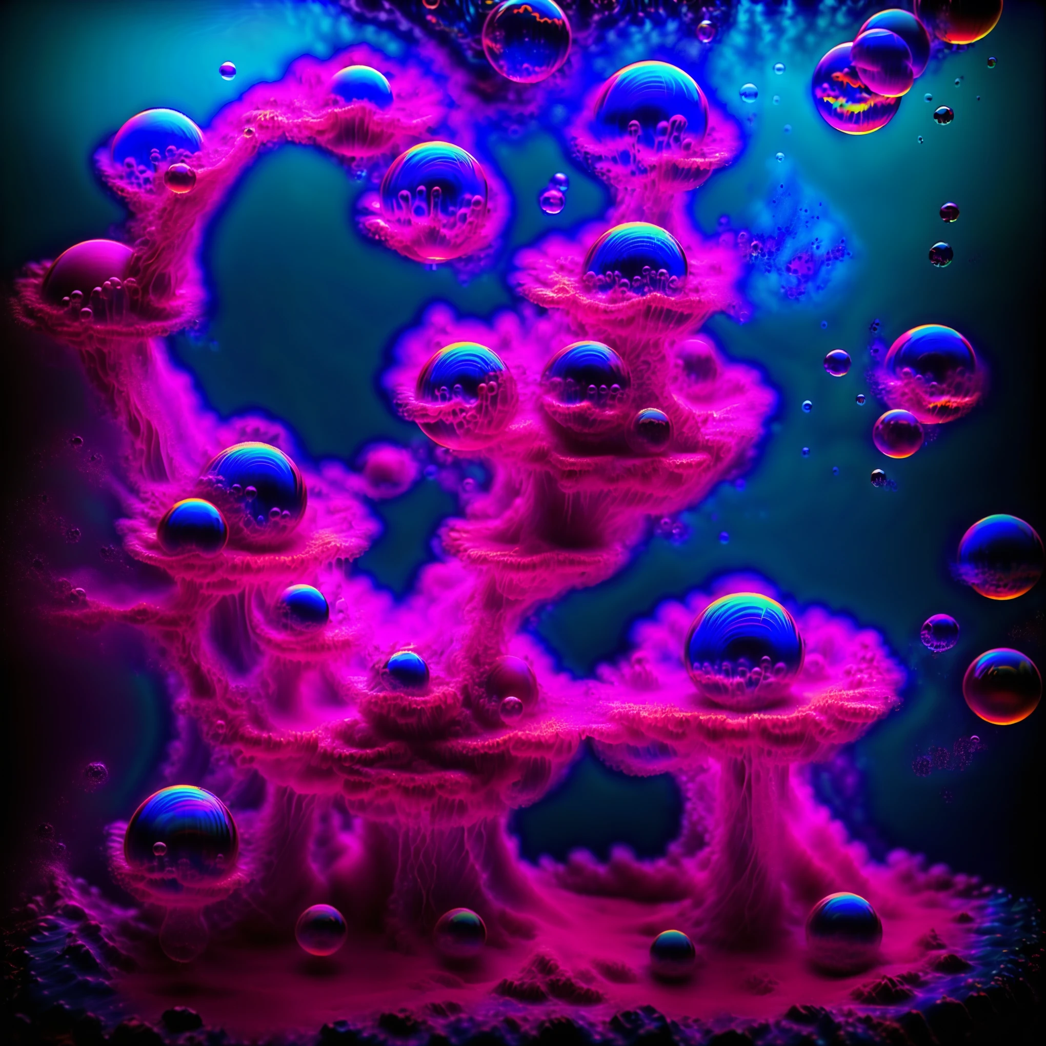 A close up of beautiful bubbles floating on top of each other, LSD, DMT imagery. octane render, psychedelic droplets of water, abstract liquid, and intricate rainbow art. octane render, black 3d fluid simulation,  ethereal bubbles, swirling liquids, and highly detailed, octane render, reflective rainbow bubbles, twisted colors inside of glass spheres, Psilocybin Dream inside an amazing image of light emerging from colors in a shimmering glass morphing out of colors, bright neon and fluorescent colors,very bright, vibrant colors, perfectly formed and symmetrical reflective bubbles and spheres, attention to detail with these beautiful bubbles and spheres, Extreme Hallucinations in a gorgeous piece of  psychedelic digital artwork, Stunning, pixel art, tripped out colors, 4d mandelbulb psychedelics, glass like psychedelic landscape, intricate rainbow environment, psychedelic underwater brightness and glow with neon colors, glowing colors twist inside of translucent glass spheres and bubbles with light and color reflecting off of both in bright fluorescent colors, psychedelic trip, fluorescent and neon aesthetic, psychedelic vibrant colors, bright psychedelic paint splattered backgrounds,swirling spirals and vortex, bright vibrant colors popping out from 3d glass spheres, Rotational Symmetry, Pixel Assets, Portrait photography, Surrealism, Photorealistic, Hyperdetailed, Glass Morphism, Digital Art, Sparkle, Optical Illusion, Glowing Light, Reflective Light, Overexposure, Backlighting, Depth Of Field, Spheres and bubbles show perfect Symmetry, UHD, High Details, High Quality, Super Detailed, Full Focus, Awe inspiring, Shockingly unique wallpaper art, Breathtaking, Indescribably Beautiful, Heaven sent images, Best Quality, Award Winning, MasterpieceA close up of beautiful bubbles floating on top of each other, LSD, DMT imagery. octane render, psychedelic droplets of water, abstract liquid, and intricate rainbow art. octane render, black 3d fluid simulation,  ethereal bubbl