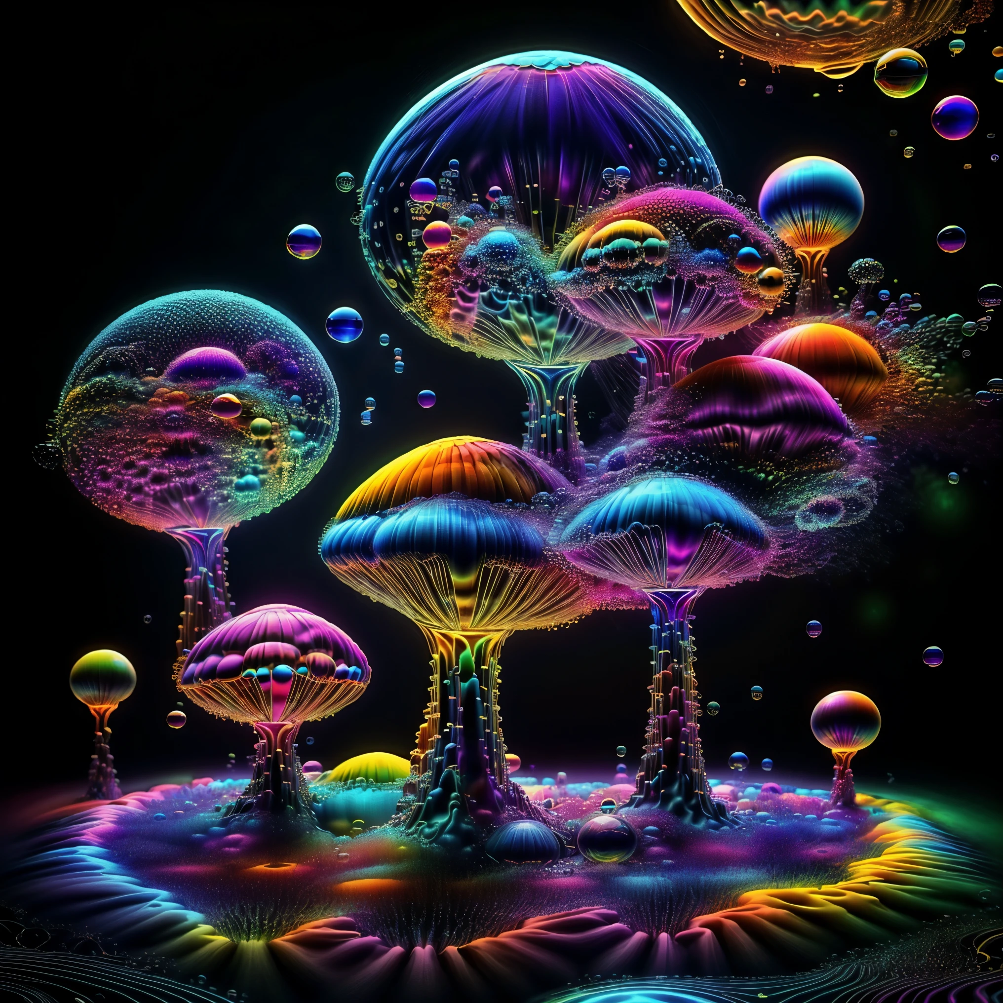 A close up of beautiful bubbles floating on top of each other, LSD, DMT imagery. octane render, psychedelic droplets of water, abstract liquid, and intricate rainbow art. octane render, black 3d fluid simulation,  ethereal bubbles, swirling liquids, and highly detailed, octane render, reflective rainbow bubbles, twisted colors inside of glass spheres, Psilocybin Dream inside an amazing image of light emerging from colors in a shimmering glass morphing out of colors, bright neon and fluorescent colors,very bright, vibrant colors, perfectly formed and symmetrical reflective bubbles and spheres, attention to detail with these beautiful bubbles and spheres, Extreme Hallucinations in a gorgeous piece of  psychedelic digital artwork, Stunning, pixel art, tripped out colors, 4d mandelbulb psychedelics, glass like psychedelic landscape, intricate rainbow environment, psychedelic underwater brightness and glow with neon colors, glowing colors twist inside of translucent glass spheres and bubbles with light and color reflecting off of both in bright fluorescent colors, psychedelic trip, fluorescent and neon aesthetic, psychedelic vibrant colors, bright psychedelic paint splattered backgrounds,swirling spirals and vortex, bright vibrant colors popping out from 3d glass spheres, Rotational Symmetry, Pixel Assets, Portrait photography, Surrealism, Photorealistic, Hyperdetailed, Glass Morphism, Digital Art, Sparkle, Optical Illusion, Glowing Light, Reflective Light, Overexposure, Backlighting, Depth Of Field, Spheres and bubbles show perfect Symmetry, UHD, High Details, High Quality, Super Detailed, Full Focus, Awe inspiring, Shockingly unique wallpaper art, Breathtaking, Indescribably Beautiful, Heaven sent images, Best Quality, Award Winning, MasterpieceA close up of beautiful bubbles floating on top of each other, LSD, DMT imagery. octane render, psychedelic droplets of water, abstract liquid, and intricate rainbow art. octane render, black 3d fluid simulation,  ethereal bubbl