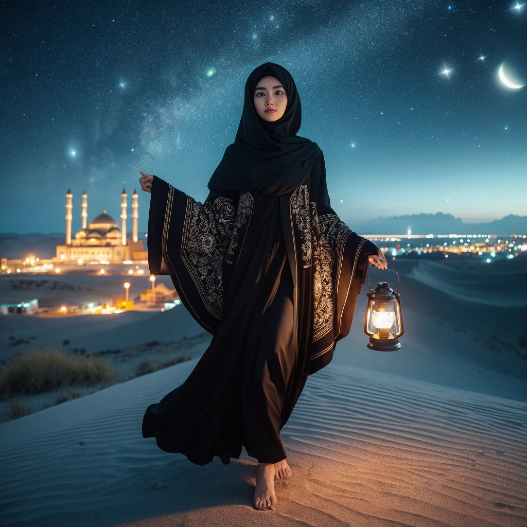 a woman in a black dress holding a lantern in the desert, arabian night, arabian princess, arabian art, arabian beauty, arabian nights, girl under lantern, arabian nights inspired, holding a lantern, arab princess, arab inspired, beautiful arab woman, profile picture 1024px, a woman holding an orb, arab ameera al taweel