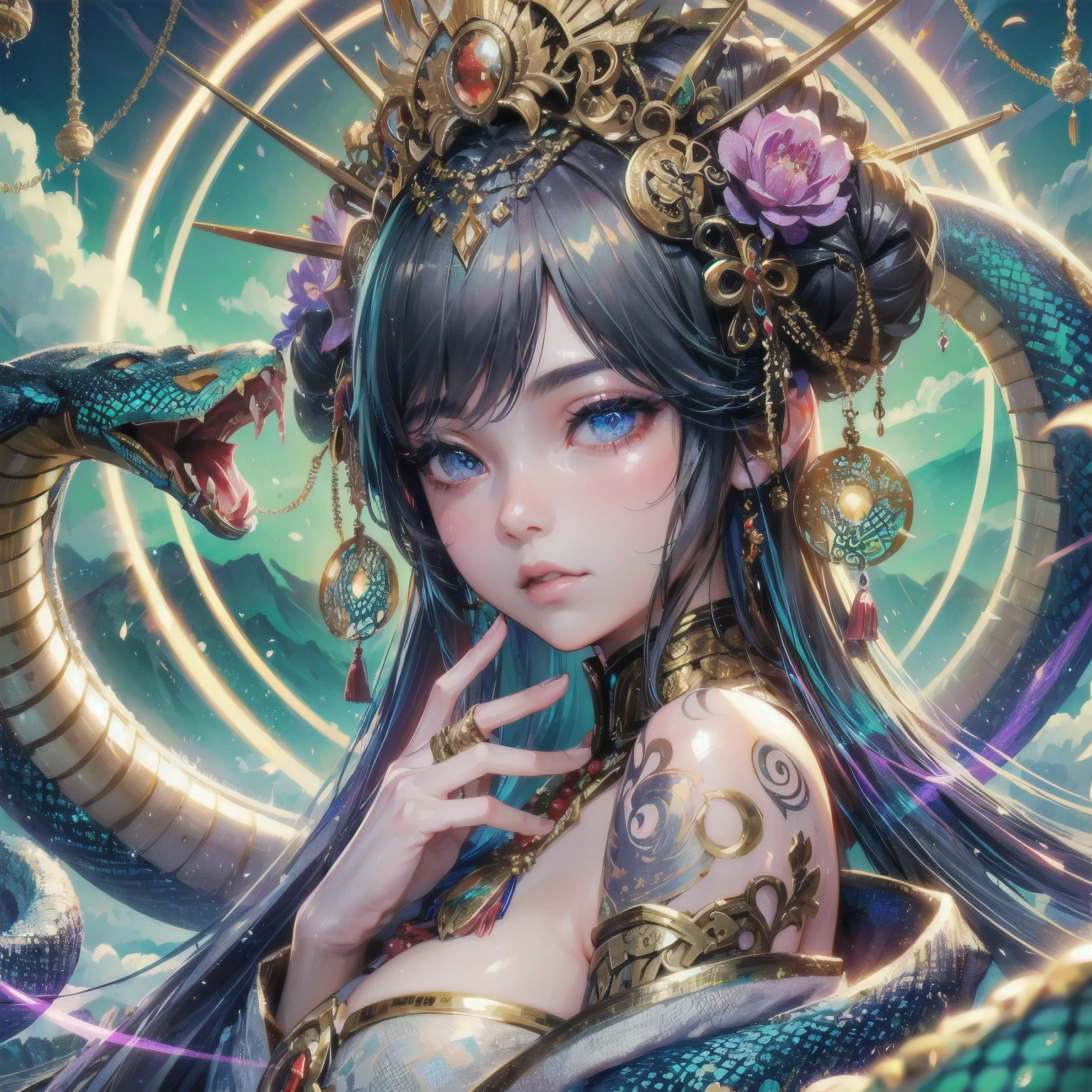 ((Finest quality)),(超A high resolution),(ultra-detailliert),(Meticulous portrayal),((Best Anime)),(Finest works of art),(Ultra-Precision Art),(The art of astounding depiction,Overwhelming depiction:1.5),(Complex and detailed fantasy art:1.6), (adult  woman:1.5), Scorpion:1.5,