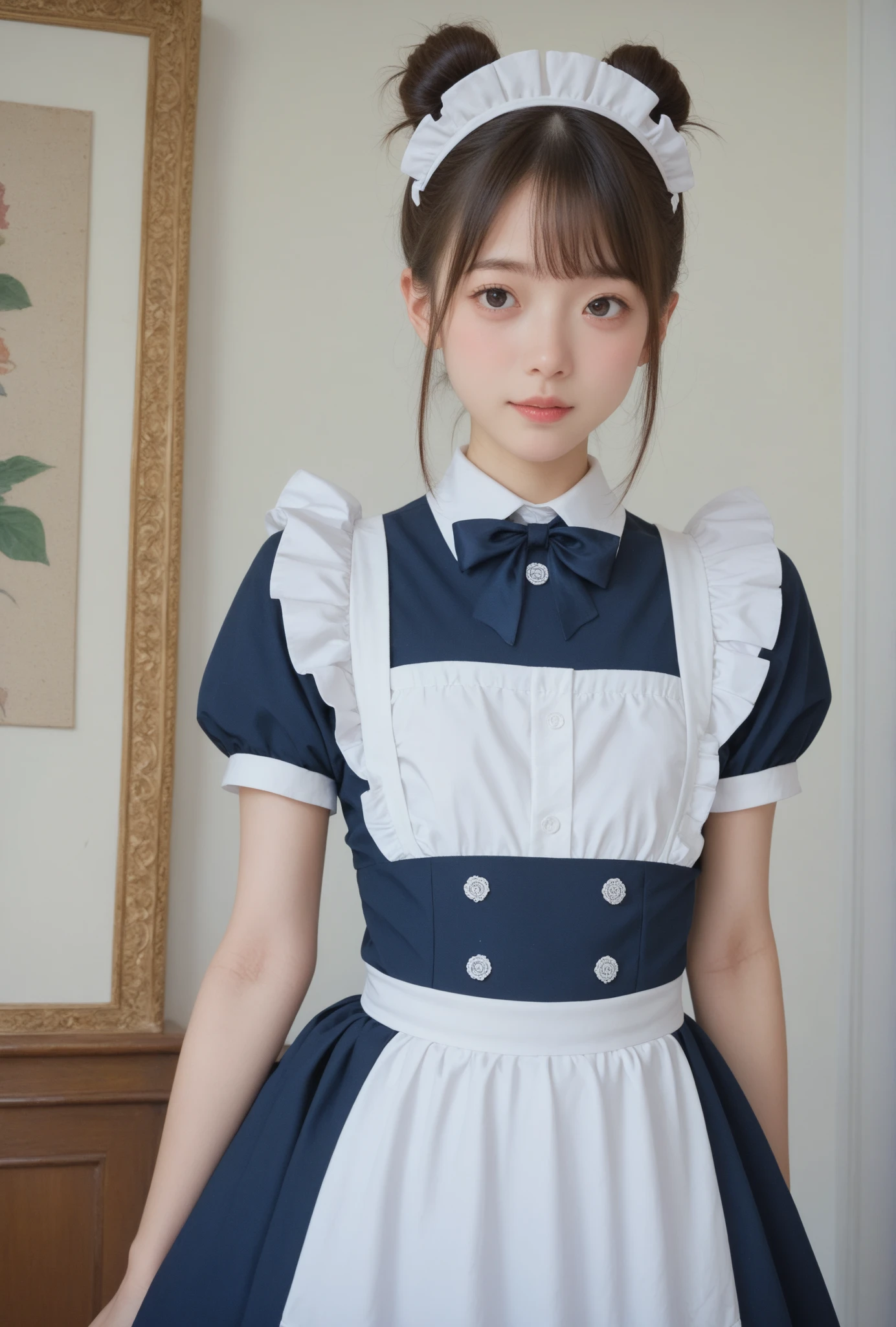  maid clothes,****** high school ********, cute girl,masterpiece, bun hair,Narrow shoulders, white skin,Thin arms,skinny