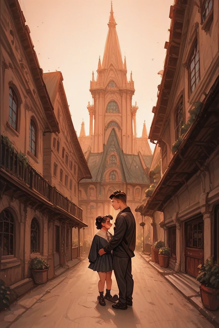 ( masterpieces ), (5k), ( High Building),  2d couple ,  superbly detailed eyes, Bright tone