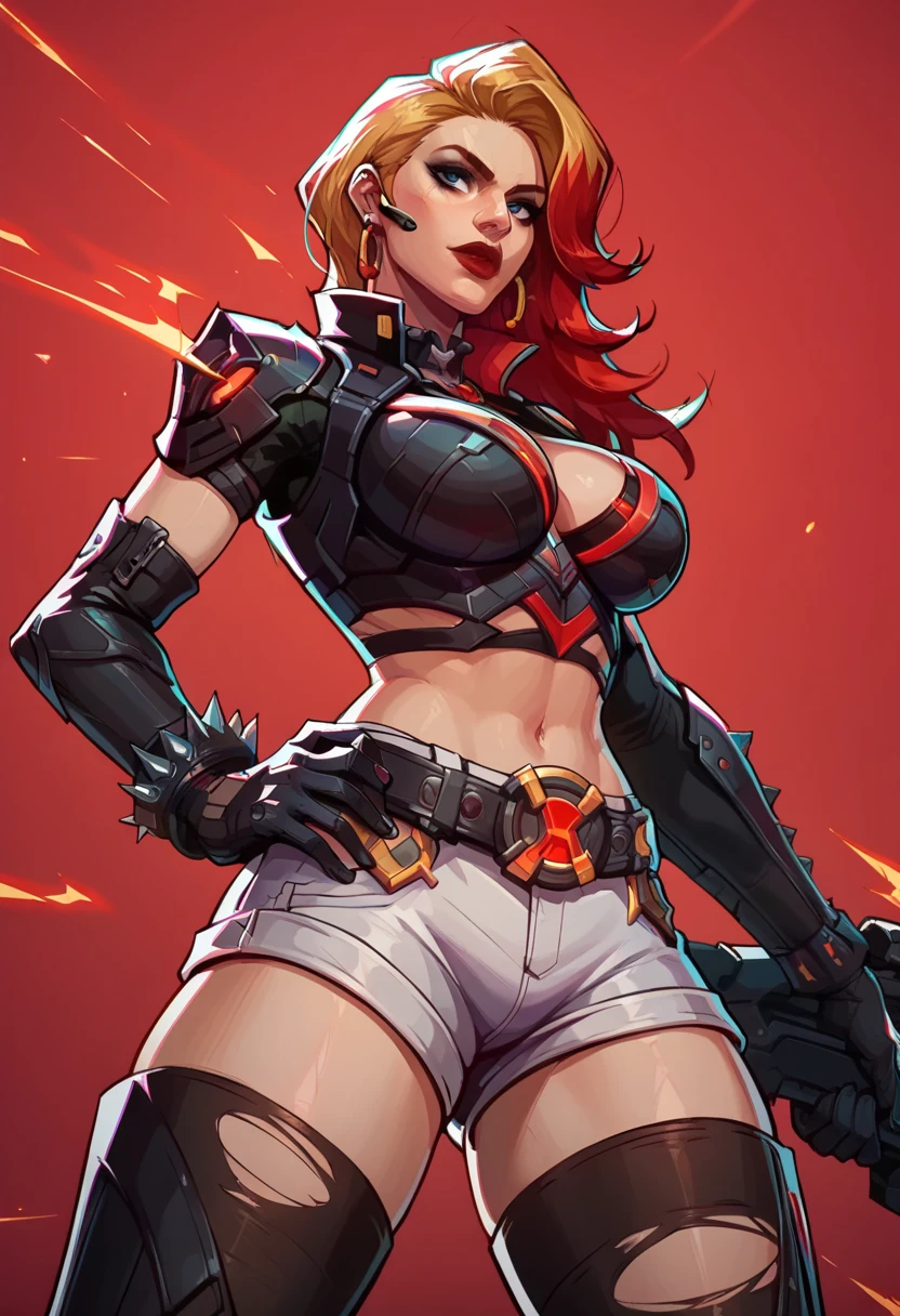 score_9, score_8_up, score_7_up, score_6_up, expressiveh, blackwidow_rivals, 1girl, solo, cowboy shot, red hair, asymmetrical hair, headset microphone, eyeliner, blue eyes, red lips, bodysuit, black bodysuit, gloves, black gloves, forearm guns, black clothes, red details, red glow, baton_(weapon), holding weapon, sniper rifle, holding sniper rifle, huge weapon, posing, hand on hips, red sparks, red background, geometric shapes, looking at viewer, geometric pattern on background, scocore_9, score_8_up, score_7_up, 1girl, lunasnow, black hair, white hair, two-tone hair, blue eyes, large natural saggy breasts, breast squeeze between arms, sexy expression, blush, dramatic lighting, pretty girl, depth of field, bokeh blur, pool, reflection, neon, glowing, teal theme, sexy expression, looking at viewer, white bikini, cowboy shot, arched back, low angle, dynamic pose, snowflakes score_9, score_8_up, score_7_up, score_6_up, score_5_up, score_4_up, masterpiece, ultra-detailed, high resolution, lunafrost, 1girl, solo, gloves, cropped jacket, shorts, thighhighs, jacket, elbow gloves, boots, black footwear, thigh boots, breasts, open hands, animification, huge breasts, multicolored hair, smile, white shorts, city, streets, cleavage, thick thighs, huge ass, jay marvel style score_9, score_8_up, score_7_up, score_6_up, expressiveh, magik_rivals, 1girl, solo, cowboy shot, blonde hair, long hair, hair accessory, eyeliner, blue eyes, earrings, cropped bodysuit, black bodysuit, armor, belt, gloves, black gloves, black clothes, pauldrons, midriff, navel, short shorts, yellow details, pantyhose, ripped pantyhose, spikes, holding sword, holding weapon, huge weapon, magik sword, glowing sword, yellow sword, weapon, posing, hand on hips, simple background, simple background, geometric shapes
