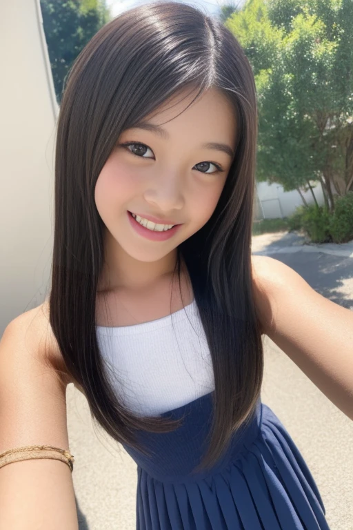  top quality 、 super high definition 、 beautiful girl、 cute face、 detailed face 、smile、****** high ***************、*********、 tight waist、 selfie、 black hair、 straight hair、 perfect style、 short、Big Breasts、 tank top