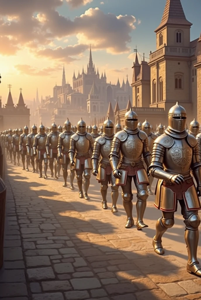 painting of a man in a helmet and armor standing in front of a large group of soldiers, peter gric and dan mumford, beksiński and james jean, michael whelan and pixar, justin gerard and greg rutkowski, style of daniel merriam, andreas rocha and john howe, weta studio and james jean, larry macdougall --auto --s2