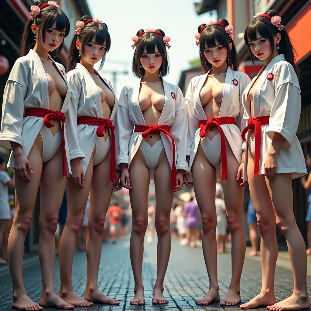 tres adolescentes japonesas peitudas usando roupas sexy em uma festa a noite