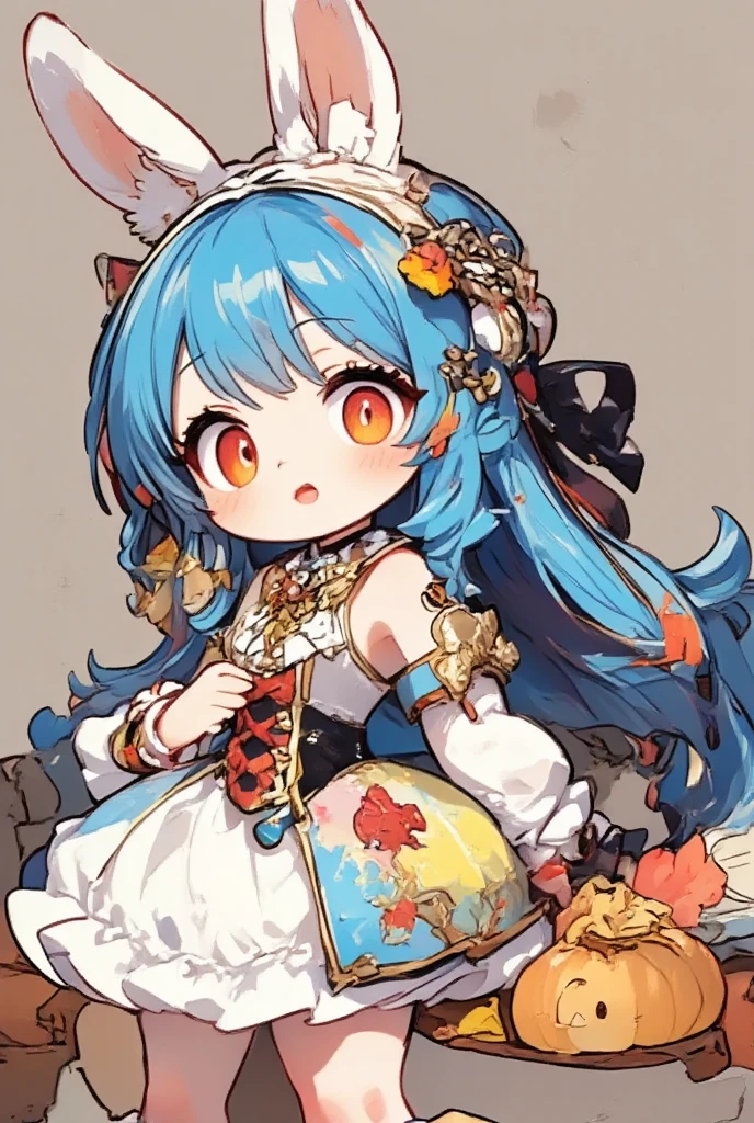 3Dfigure, 1girl, (furry girl, anthro rabbit:1.5), cute flat 2d anime illustration, animal nose, obi, long hair, blue hair, yellow eyes, braid, open mouth, ahoge, multicolored hair, blush, hair between eyes, streaked hair, colored tips, breasts, :d, hair flower, half updo, looking back, japanese clothes, japanese yukata, hair ornament, yukata, floral print, sash, looking at viewer, flower, solo, holding, upper body, from side, print kimono, smile, blue kimono, paper fan, holding fan, heart, uchiwa