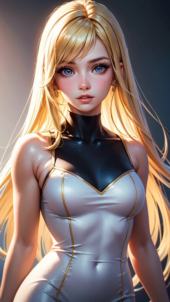 (best quality, 4k, 8k, highres, masterpiece:1.2), ultra-detailed, (realistic, photorealistic, photo-realistic:1.37), closeup, sexy seductive Swedish woman, (happy smile), (small breasts), (slim girl), long lashes, ultra detailed makeup, defined eyebrows, platinum blonde hair, fair skin, elegant posture, wearing large sparkling colorful jewelry, wearing a business style leather dress, standing in a large shopping mall, gentle sunlight shining through the shopping mall windows, casting a soft glow on her face, adding warmth to the scene, vibrant colors, capturing the essence of vibrant city life, portrait style, showcasing her natural beauty and grace in a feminine way