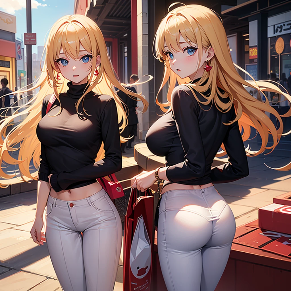 Sexy young girl, brown fox ears, green eyes, Yellow hair con cola de caballo muy grande y cabello cubriéndole la cara, tight white and blue shirt, and jeans below the waist, black panties, mechanics, tool in hand, stained with dirt, happy, SMILE, Yellow hair