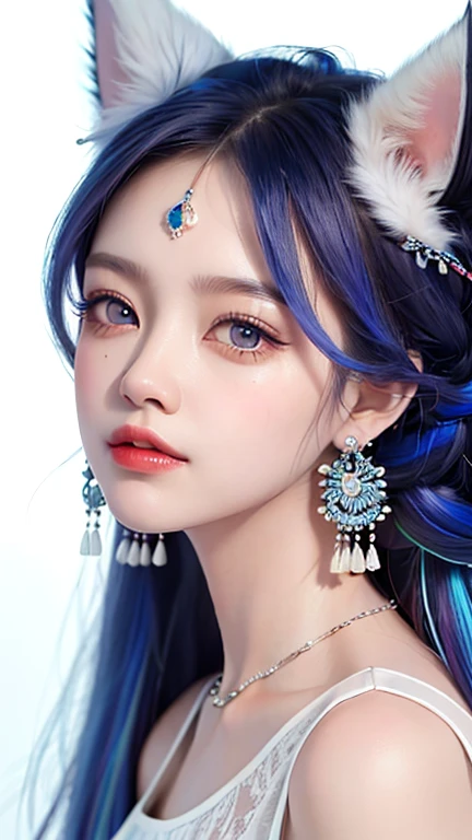 Beautiful girl with furry cat ears, intricate gold jewelry, Luxurious headdress,  elegant silk clothing  , shaggy cat ears on her head  ,  rich gemstone colors  ,  cinematic composition  ,  detailed facial features  , elegant lace patterns  ,  luxurious palace interior  , Luxurious textures, dramatic shadows,  ornate architectural details  ,  8 thousand , Photorealistic portrait of a girl with cat ears.  