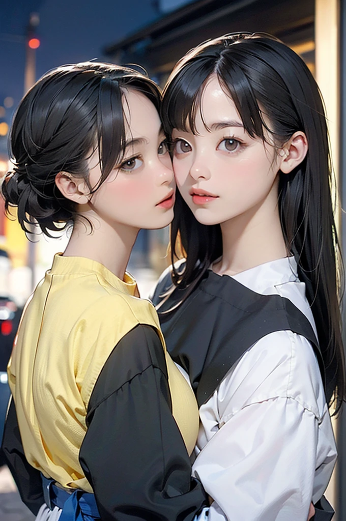 high quality, 2girl, kiss each other deeply