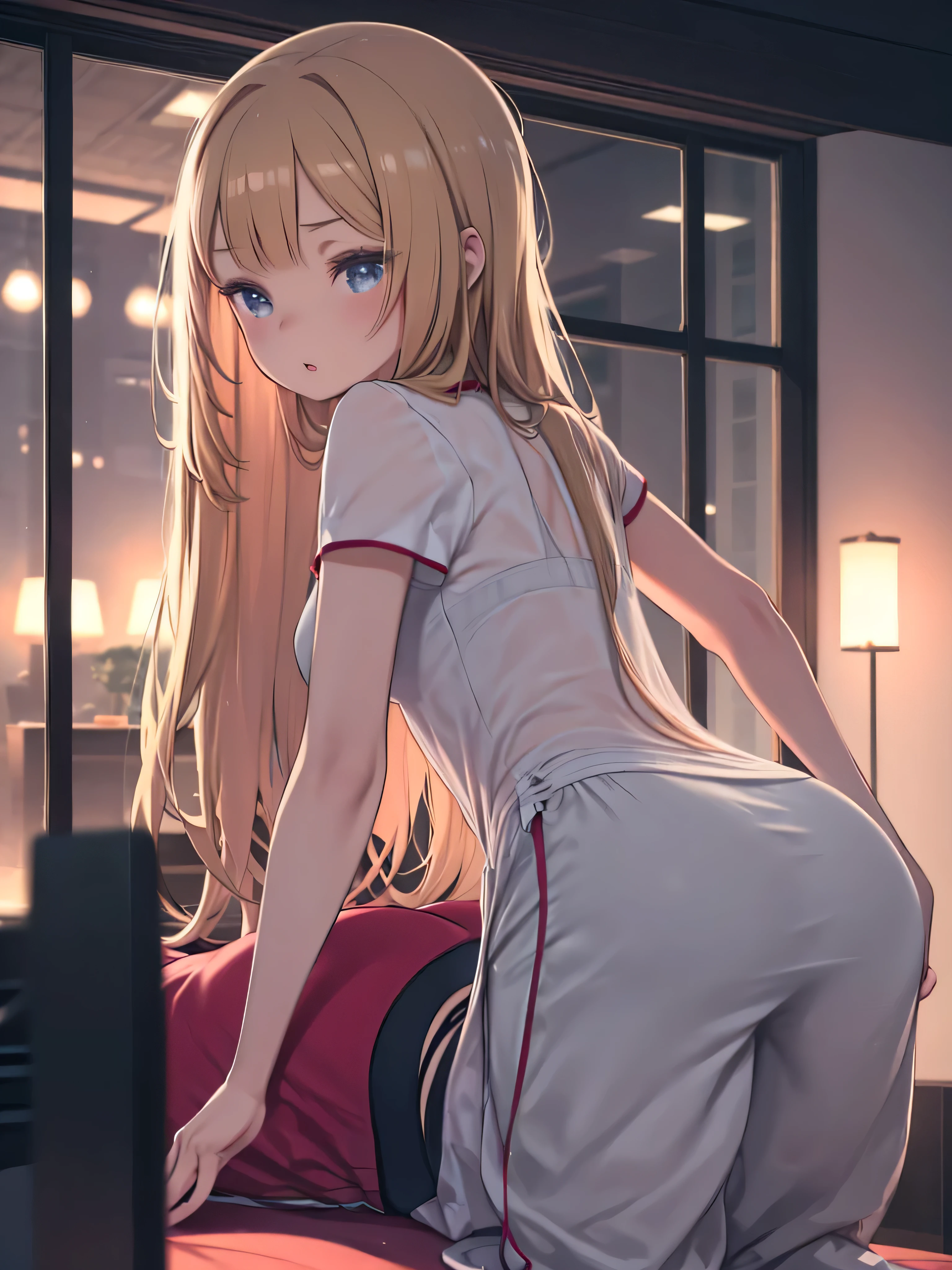 1girl, masterpiece, highres, upperbody,blonde hair,pink hair, blue eyes, multicolored hair, RikaKawaiR4,white shirt, choker,Multicolored Hair, 1boy, Sex girl on top Penis and Veginal Ass Sperm