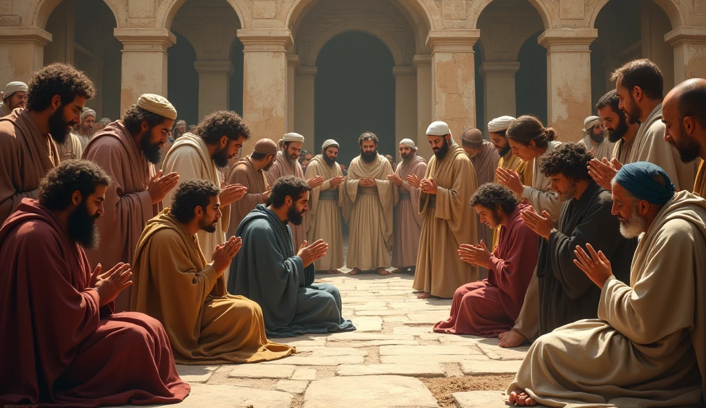 A powerful image of diverse people with different religions holding hands