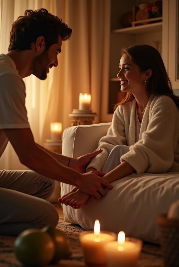 A guy pinning a girl to the couch... Don't show their faces 