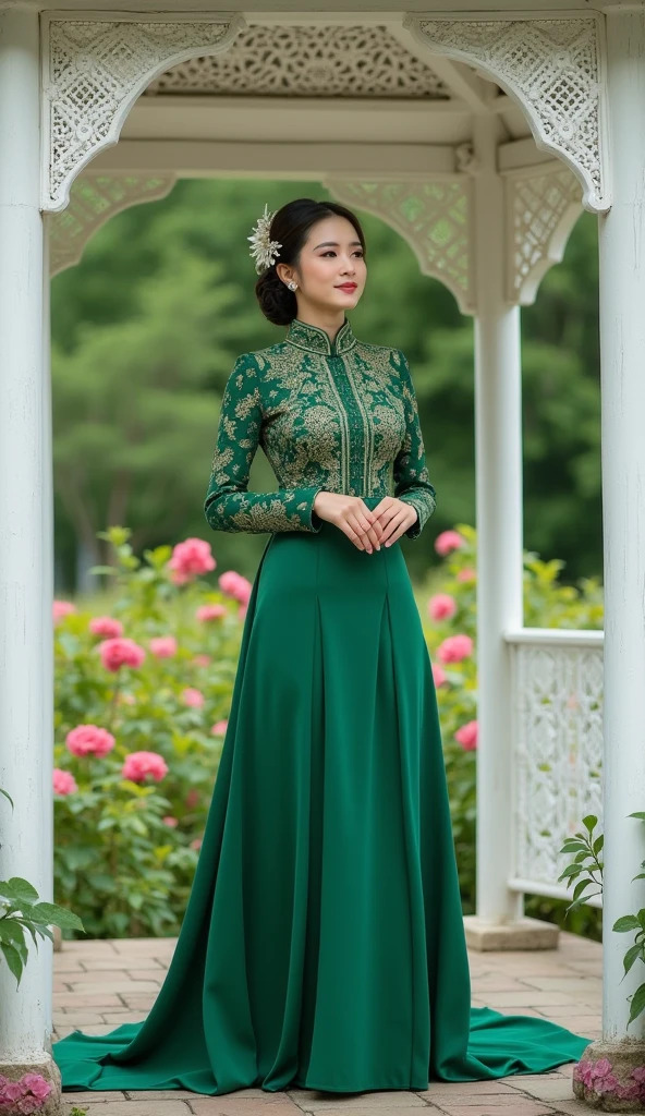 (8k, RAW photo, best quality, masterpiece:1.2), (realistic, photo-realistic:1.37),1girl, dress, green eyes, long hair, ultra detail cloth, beautiful decoration on dress,