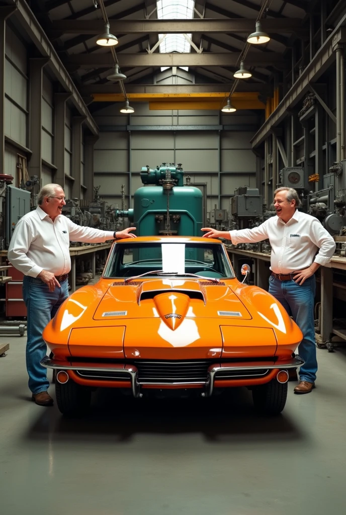 Dad and boy in 2 hot rods