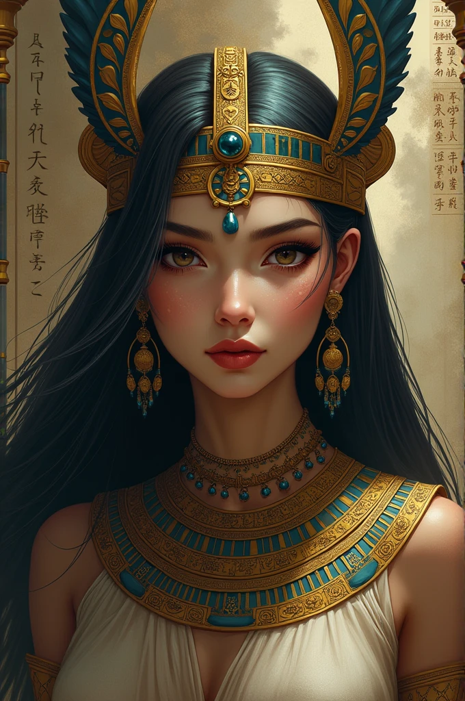 vapour_graphic beautiful woman black long hair hyperrealistic 16k background ancient opaque strange cities