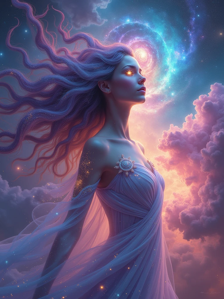 intricately detailed digital painting, realistic anime, beautiful mage, ais-ghostly, magical, neon lines, in a glowing expanse of space, levitating, galaxy nebula, colorful, long flowing hair, ghostly fog <lora:Ghostly_Style_SDXL:1> <lora:add-detail-xl:1>