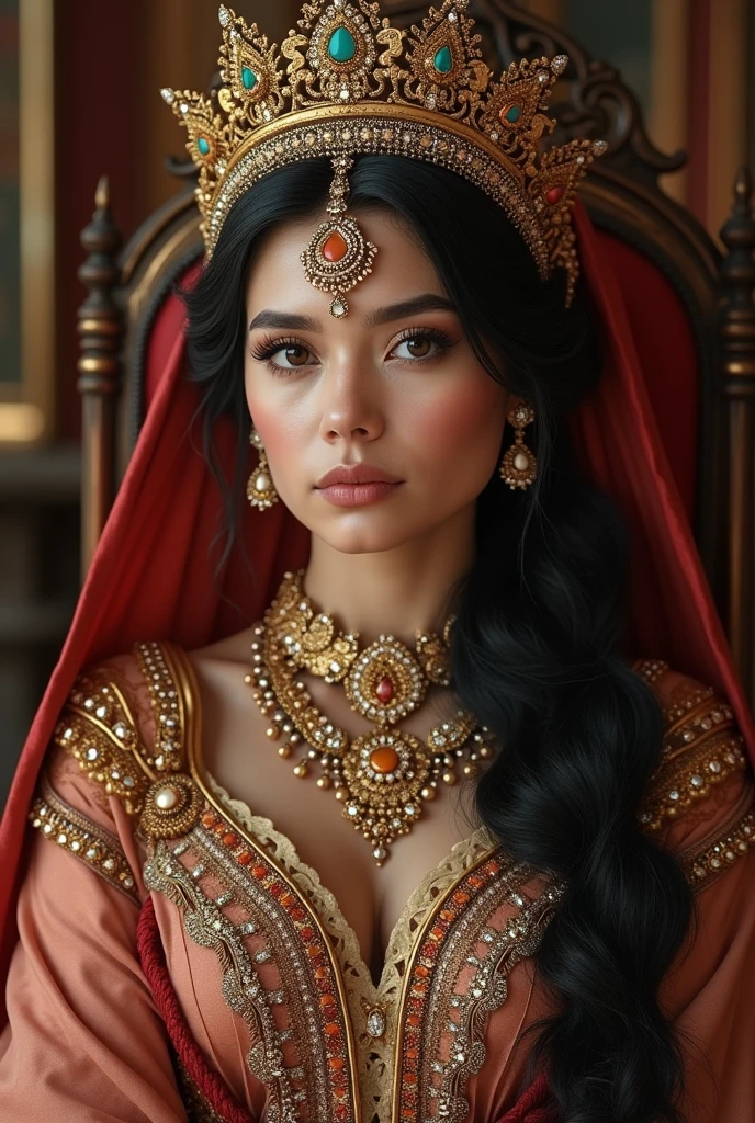 Aishwarya Rai, wear Saree criss cross sitting, a bindi on the center of the forehead, gorgeous royal temple, jewelry, gem, necklace, gold bracelet, anklets, thick lips, hands on lips, skindentation, parted lips, deep cleavage, busty, (detailed eyes), (seductive pose),  ulzzang-6500-v1.1, (large breast:1.2), , thick eyelashes, long eyelashes, light red hair, Ponytail, red eye, sfw

HDR, shallow depth of field, broad light, backlighting, bloom, light sparkles, chromatic aberration, sharp focus, Nikon Z 85mm

unparalleled masterpiece, ultra-realistic 8k photos, best quality masterpiece, best quality, (photorealistic:1.2),  (realistic:1.5), (hyperrealistic:1.2),(photorealistic face:1.2)