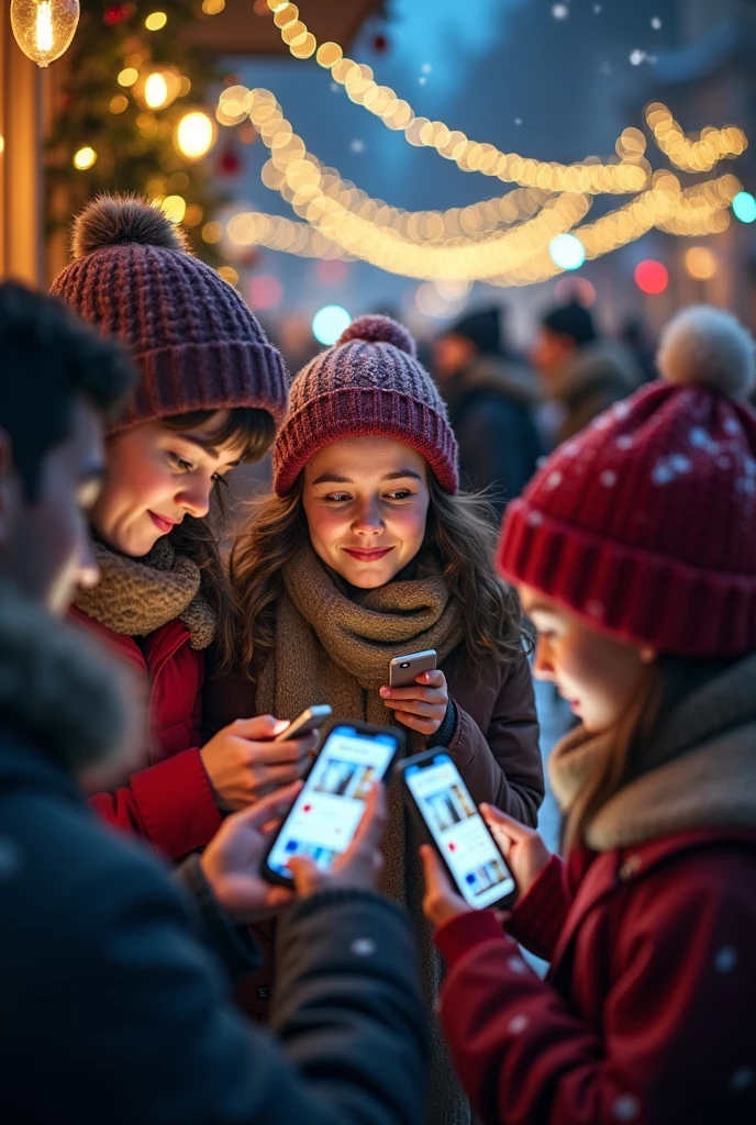 In winter a boy is using his phone in bus and girl secretly watching him