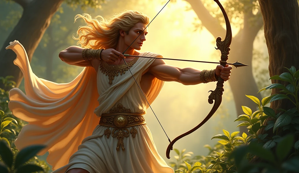 Create 2 images of the Greek God Apollo