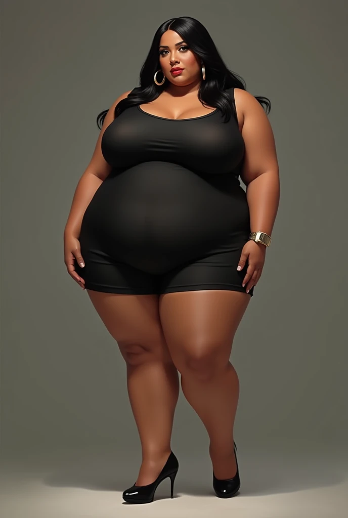 Hot sexy chubby girl large breast size good looking face bearing tight dress short pant running