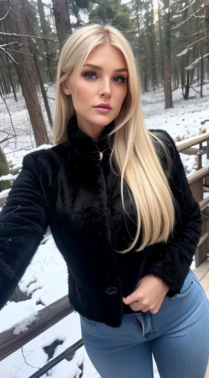 <lora:M4dd1s0nF0x_v1:0@1, 0.5@1, 1@0>, high quality, high resolution, volumetric lighting, outdoor, woman, blonde hair, big breasts, big lips, looking at viewer, coat with collar