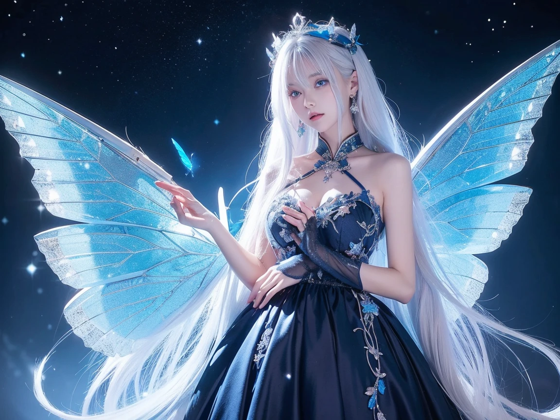 ( absurdly , high quality , Super detailed,See photographer ), Ice Queen,Detailed and beautifully colored dragon costume,