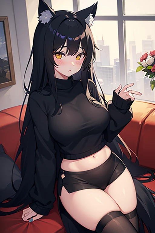 Yor Forger, DESNUDA (PEZONES) (pose sexy) (pussy juice) (cuerpo completo) (pelaje negro) (diadema) (tetas grandes) (TOTALMENTE DESNUDA) (SPY × FAMILY)