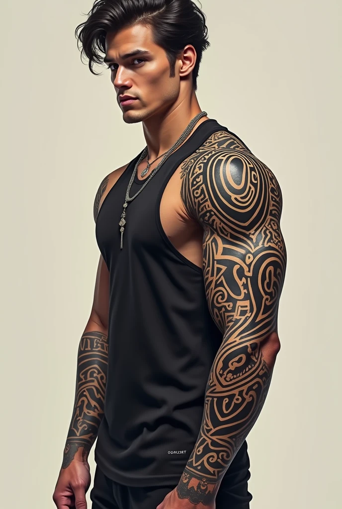 tattoo covering the entire body with tribal waves