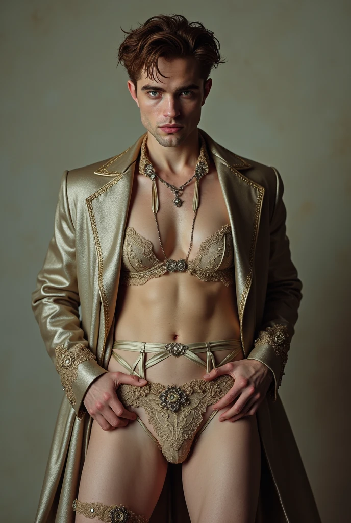 (evil albino lathy androgynous male, Peacock King, thin neck, frail shoulders, weak arms, flat chest, soft belly, curvy hips, thick avian thighs, male crotch, massive buttocks, depraved homosexual, rapist, kidnapper, cradle robber, queer, weak stomach, weak bladder, his presumable prey kills him)