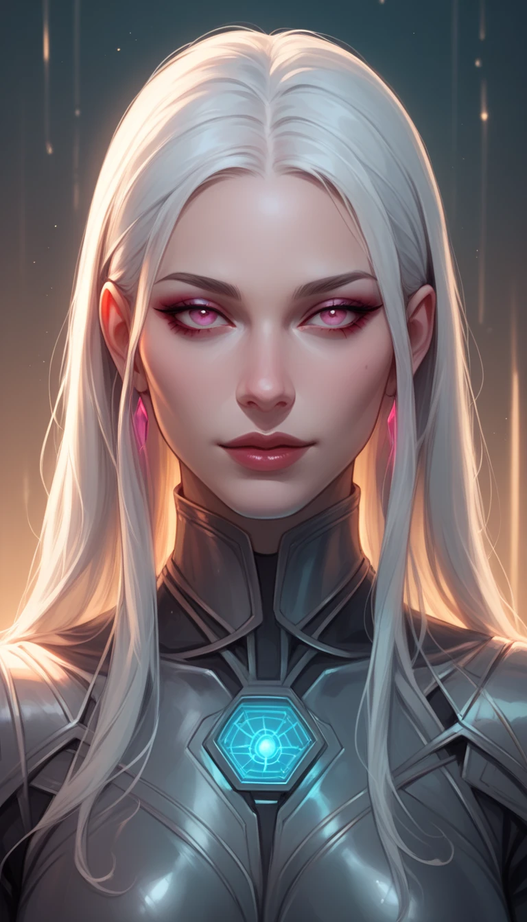 Portrait, Masterpiece, Excellent, 1girl, solo, complex details, color diffusion, comic book, anime, marvel, DC, close-up, pale skin, sensual body, silver hair, green eyes, sensual attire, mage attire, robes, Oracle, elegant, Sci-Fi, Fantasy