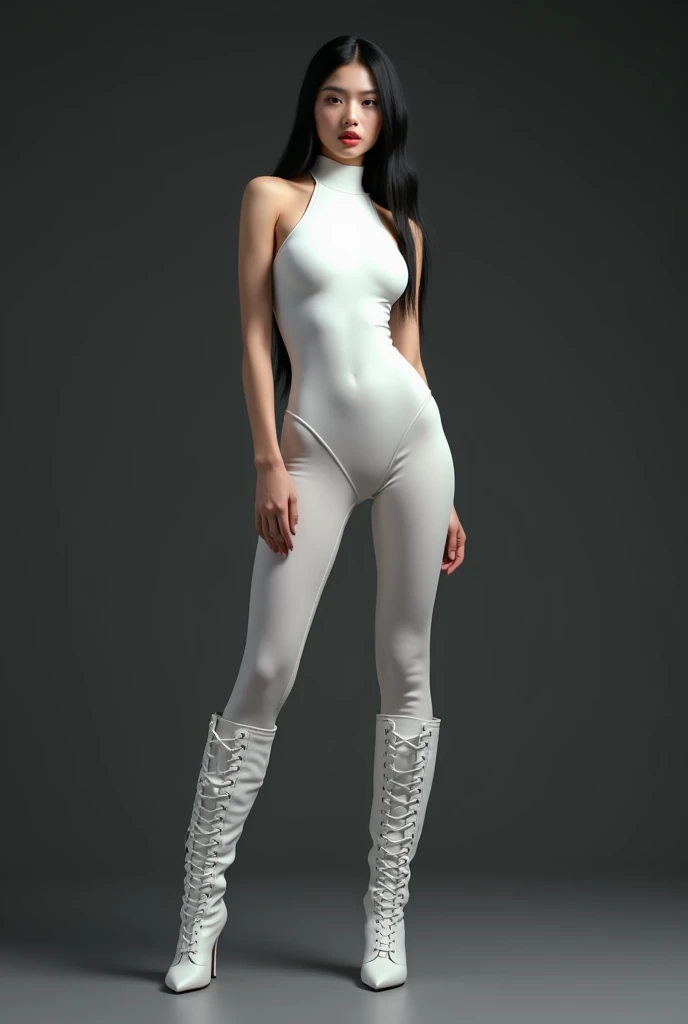 (masterpiece, best quality, realistically, Work, super detailed, 8k), ((Wide-angle lens, Full body female love)), 1 girl，Light makeup，Exquisite facial features，Smile，Exquisite crystal jewelry，heart shaped necklace，Exquisite hairstyle, Pompadour hairstyle, curls，Correct finger structure，casual sweatshirt，Striped yoga pants，sports shoes，front standing posture ，facing the audience，full body portrait，gray background