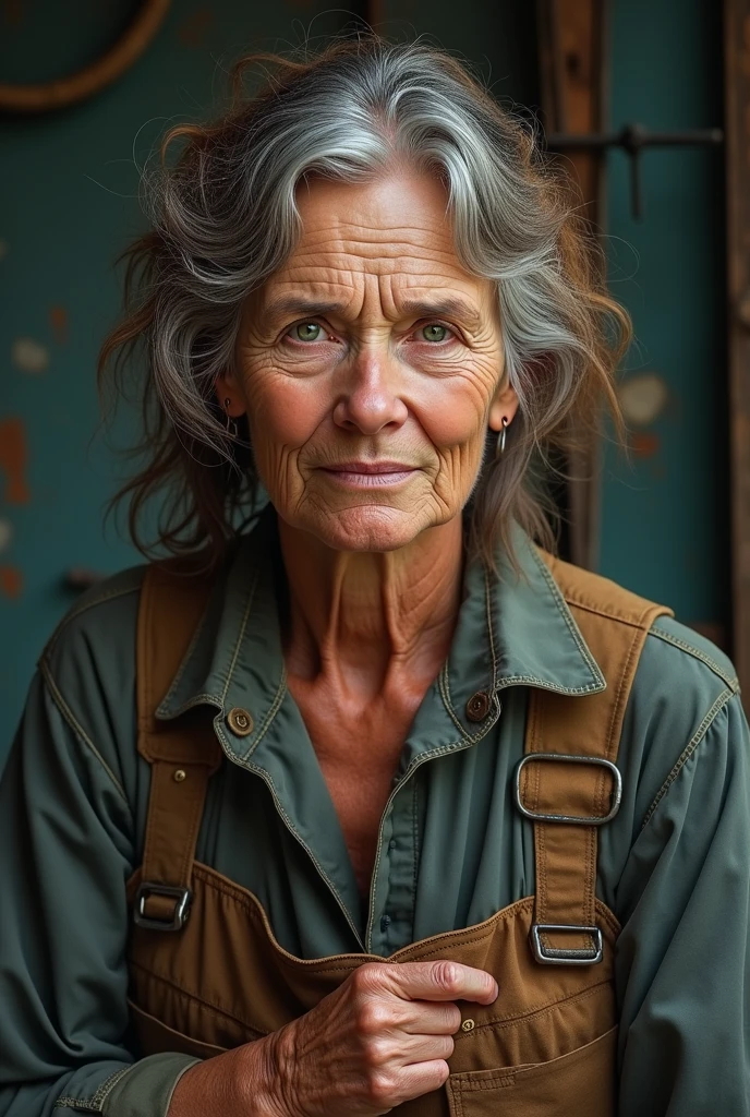 Redneck woman, 60 years old. With a rather pour working class style