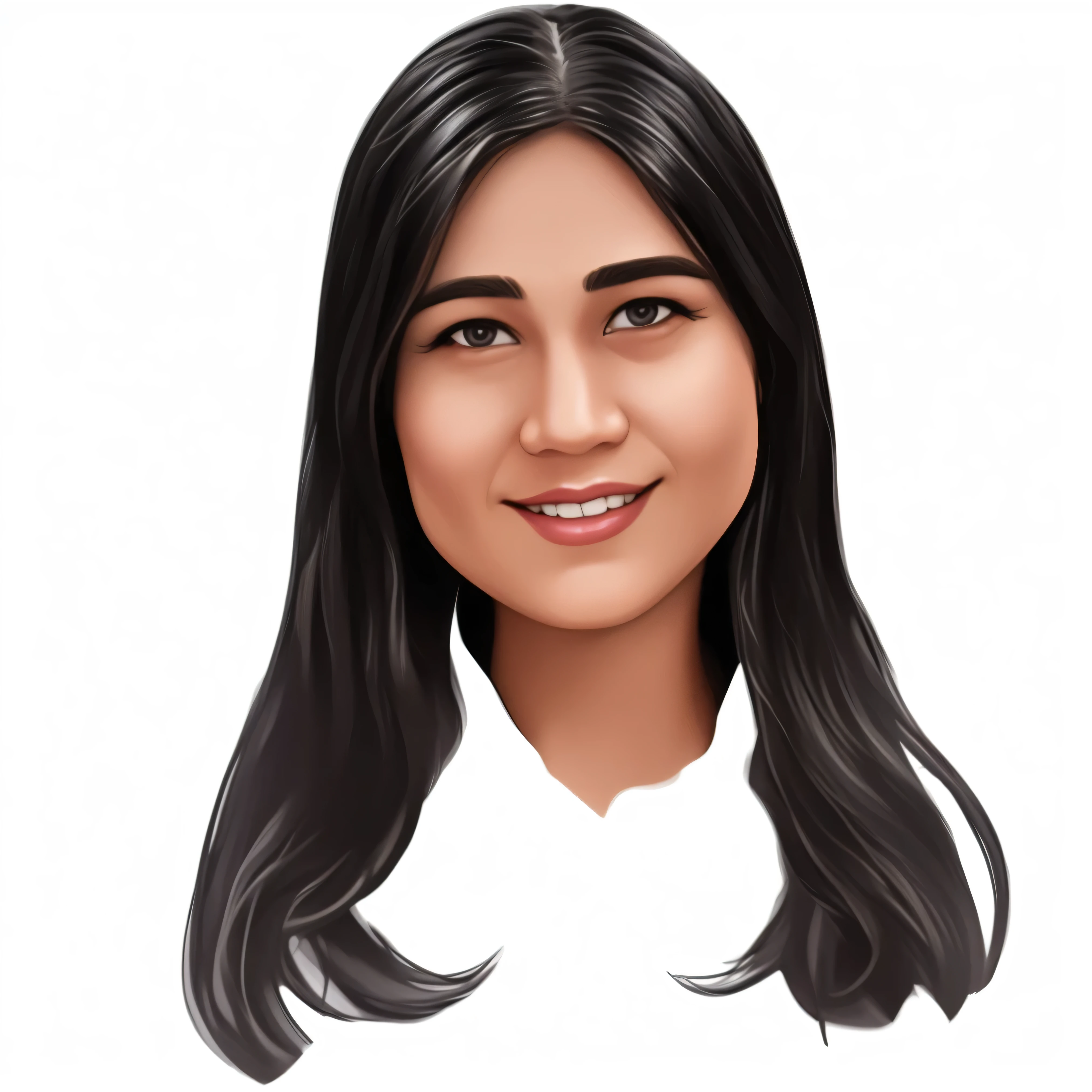 a close up of a woman with long black hair and a white shirt, cartoon portrait, digital illustration portrait, caricature illustration, detailed illustration portrait, high quality portrait, portrait illustration, digital portrait, realistic portrait, cartoon digital painting, digital art portrait, potrait, digitalportrait, detailed portrait, professional illustration, close up potrait, proffesional illustration