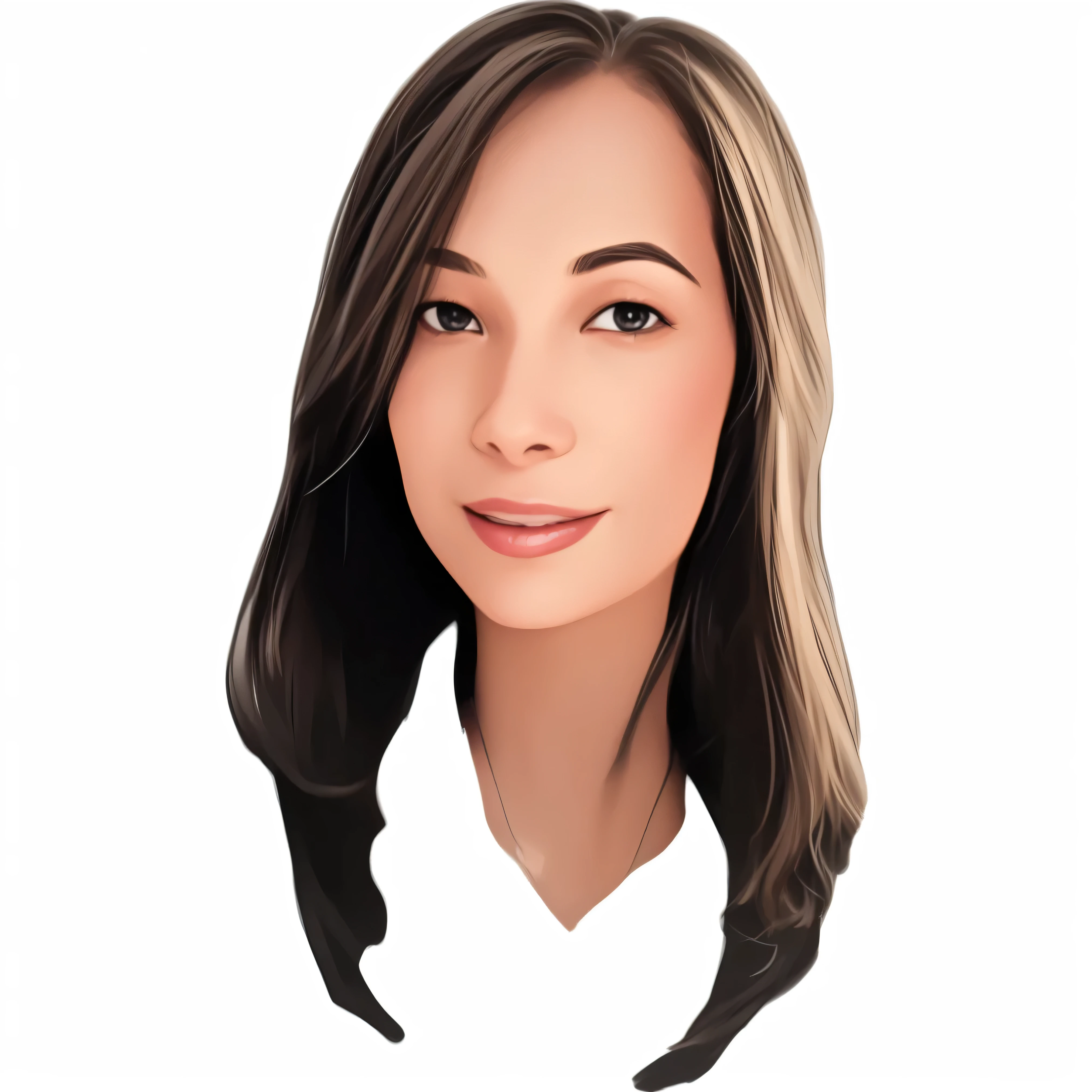 a close up of a woman with long hair and a white shirt, digital illustration portrait, high quality portrait, digital portrait, digital art portrait, cartoon portrait, detailed illustration portrait, professional illustration, proffesional illustration, digitalportrait, portrait illustration, cartoon digital painting, caricature illustration, digital panting, headshot portrait, nft portrait, realistic digital illustration