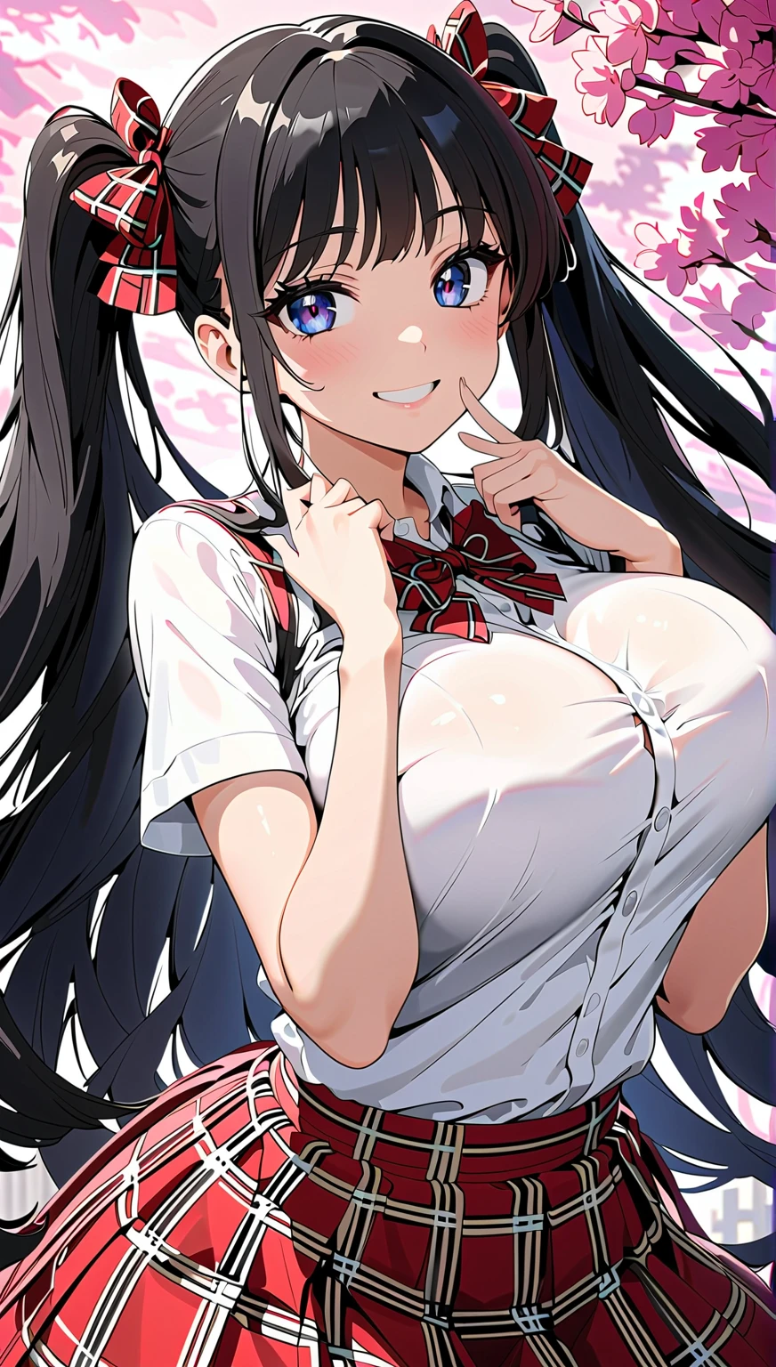 1girl, aster nemesis, ((dark-skinned)) , black hair, very long hair, yellow eyes, , twin tails, looking below, , , tanned body,, ,,,,,(spoken heart),(((maid costume))),miniskirt,thighhighs,,,,((huge breasts)),garden,,bikini top,open mouth,(((sweating)))