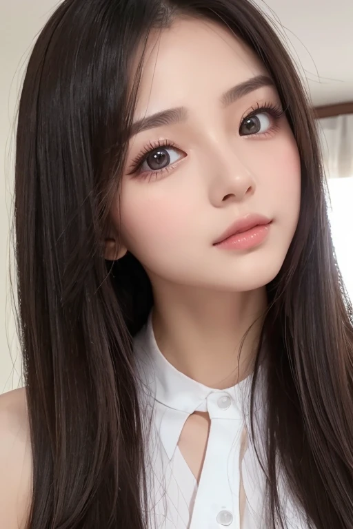um close up de uma mulher com cabelos longos e um colar, Ulzzang, coreana, young adorable korean face, linda mulher coreana jovem, Mulher sul-coreana bonita, wan adorable korean face, lindo rosto delicado, meninao-fino-cara, Jinyoung Canela, mulher coreana jovem bonita, korean face features, com cabelos longos e olhos penetrantes