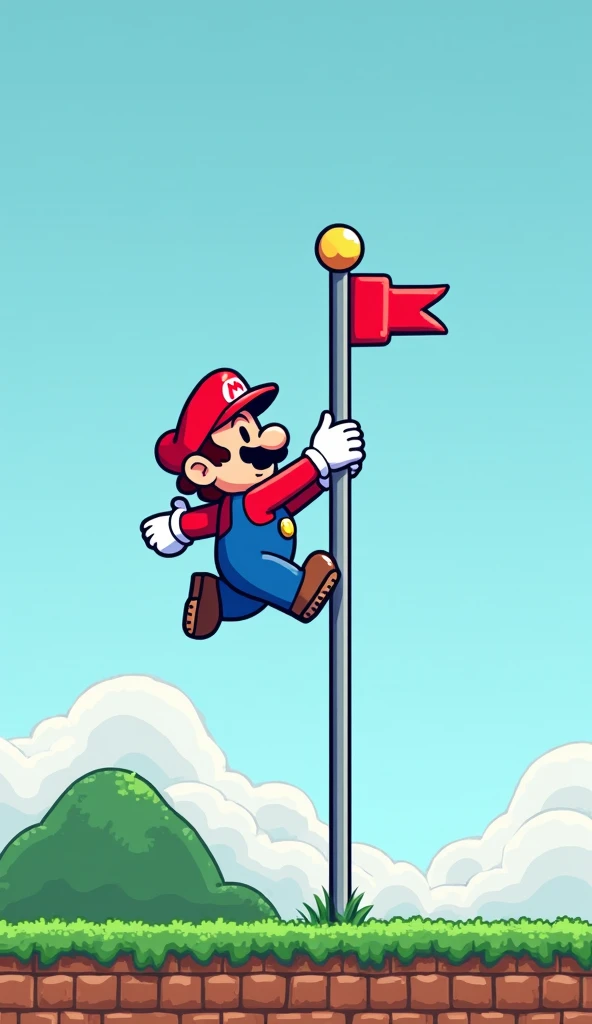 Mario Reaching Super mario character in the game, the image uses the old 1985 version ...