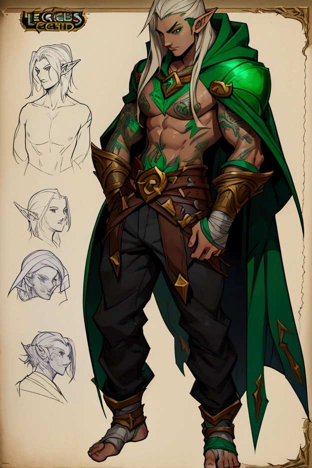 (tmasterpiece,top Quority,best qualtiy),pix,pixelart,the elf,full bodyesbian,(Dark skin),chest muscle,Abs,(Handsome male),archer,hunters,ln the forest